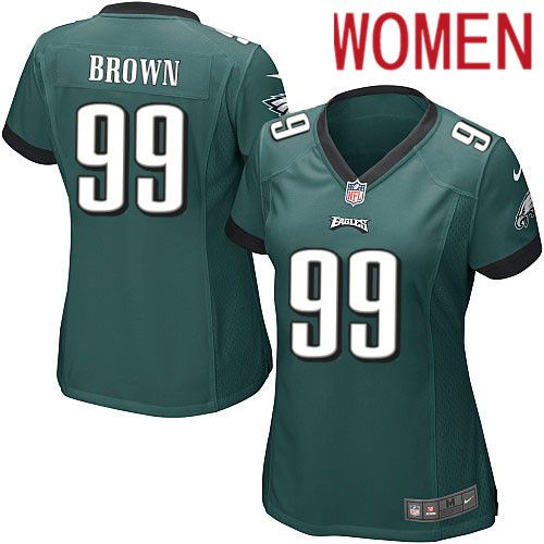 Women Philadelphia Eagles #99 Jerome Brown Nike Midnight Green Game NFL Jersey->women nfl jersey->Women Jersey